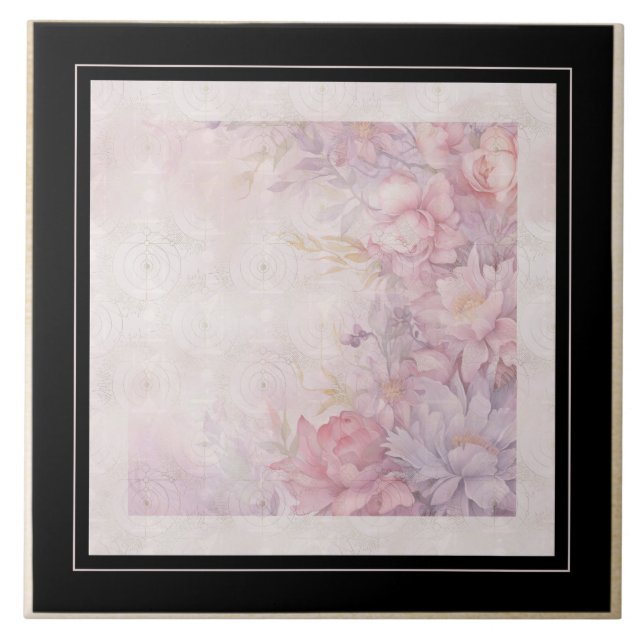 Scrolls with roses Victorian style Tile (Front)