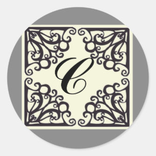 Scrollwork Sticker Personalized Initial