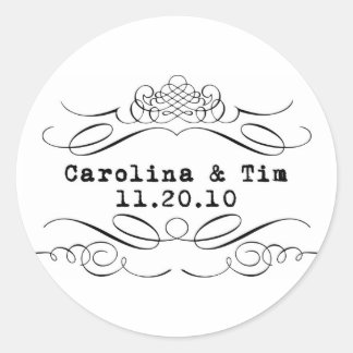 Scrolly Letterpress Monogram Classic Round Sticker