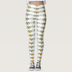 scrolly yellow flowers leggings