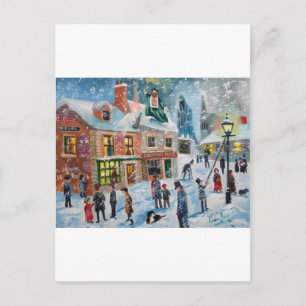 Scrooge A Christmas Carol winter snow scene ghosts Holiday Postcard