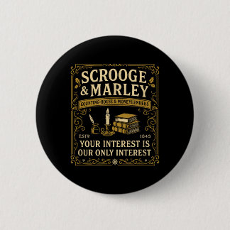 Scrooge And Marley Vintage Stickens Christmas 2 Inch Round Button