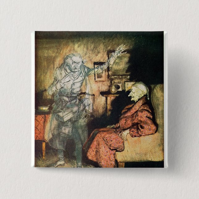 Scrooge and The Ghost of Marley 2 Inch Square Button (Front)
