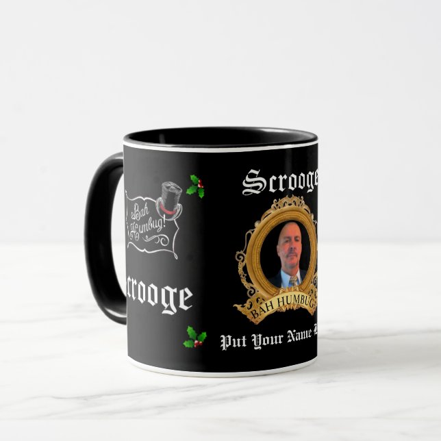 SCROOGE Antiqued Image/Text Personalized Christmas Mug (Front Left)