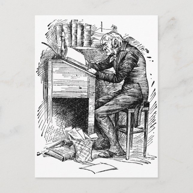 Scrooge at His Desk Postcard (Front)
