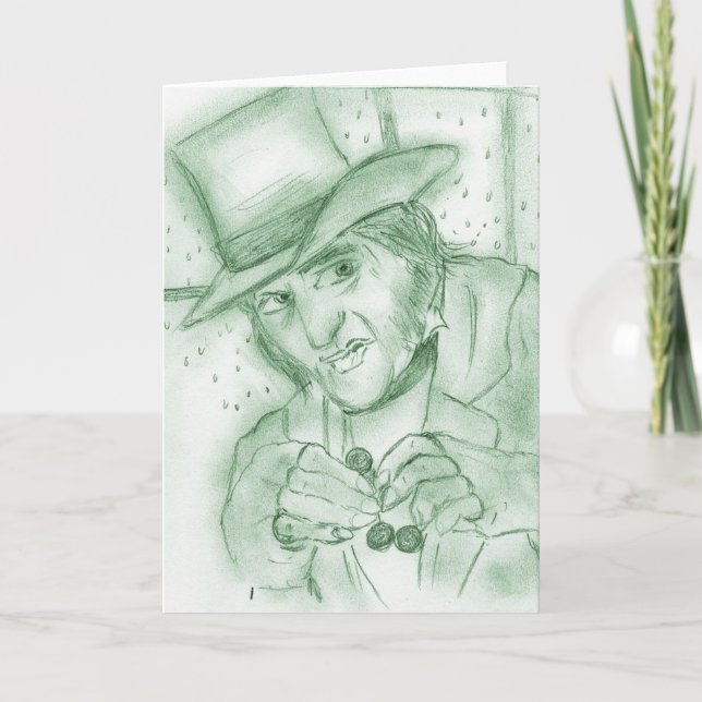 Scrooge in Green Holiday Card (Front)