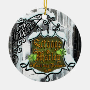 Scrooge&MarleySignScene Ceramic Ornament