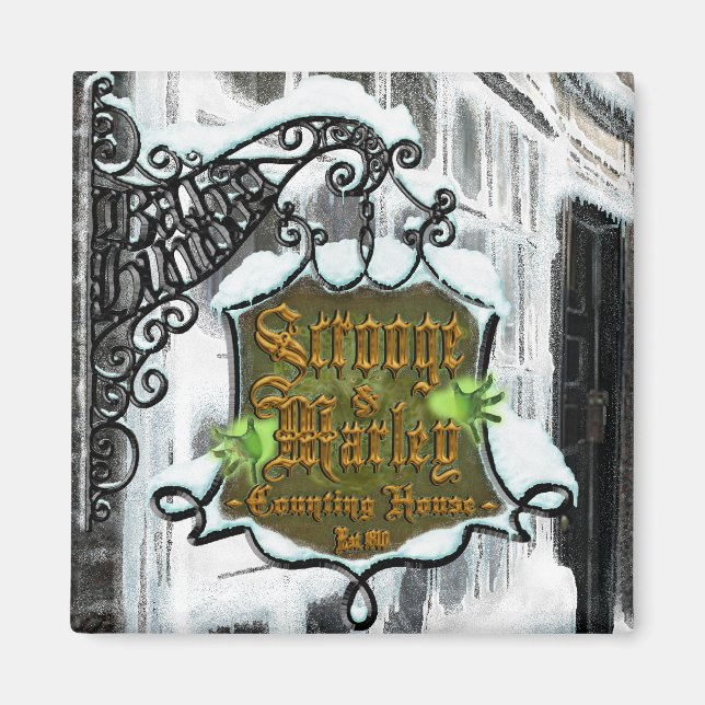 Scrooge&MarleySignScene  square magnet (Front)