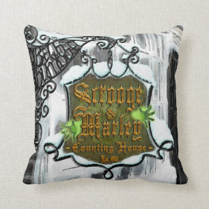 Scrooge&MarleySignScene Throw Pillow