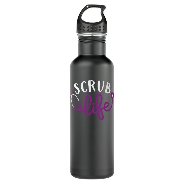 Scrub Life Nurse Funny Medical Nurses  710 Ml Water Bottle (Front)