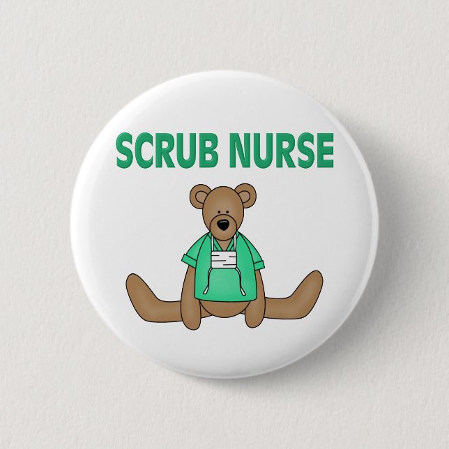 Scrub Nurse Bear 2 Inch Round Button (Front)