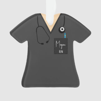 Scrub Top Ornament- Grey top with light skin Ornament