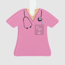 Scrub Top Ornament- Pink with light skin Ornament