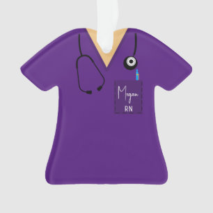 Scrub Top Ornament- Purple with light skin Ornamen Ornament