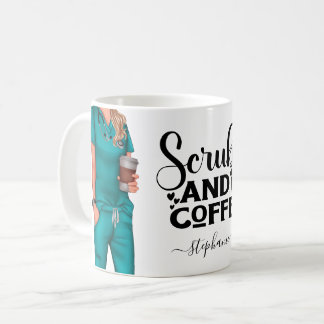 Scrubs and Coffee Nurse Personalized Coffee Mug