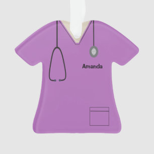 Scrubs Uniform Nurre Violet Shirt Christmas Orn Ornament