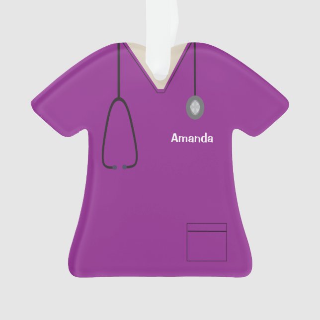 Scrubs Uniform Nurse Purple Shirt Christmas Orn Ornament (Front)