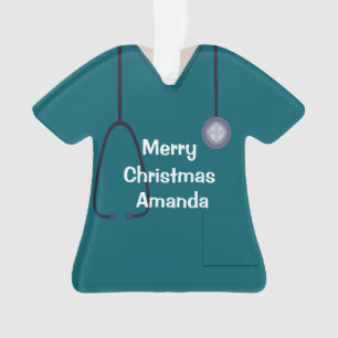 Scrubs Uniform Nurse Turquoise chemise Noël Orn