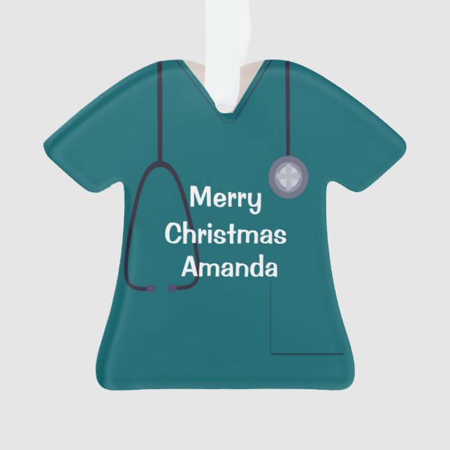 Scrubs Uniform Nurse Turquoise chemise Noël Orn (devant)