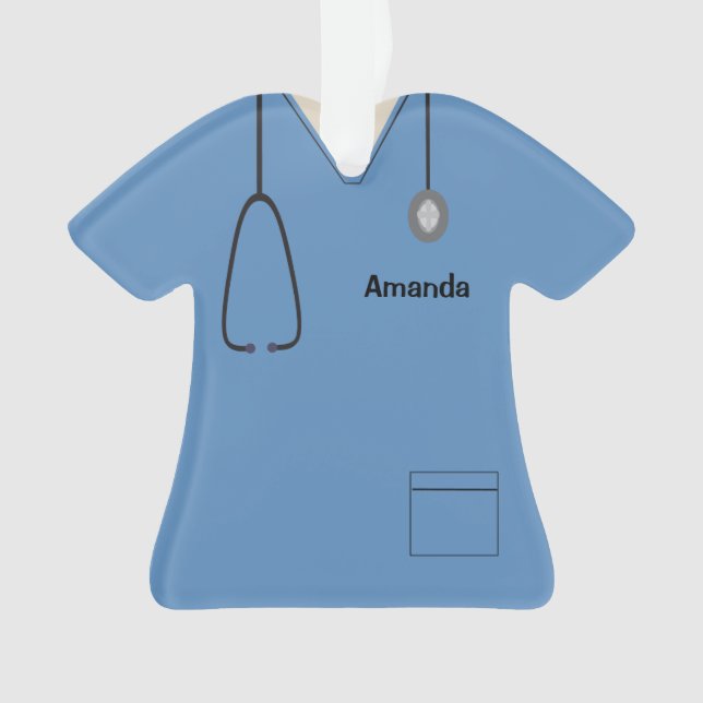 Scrubs Uniforme Nurse Blue Christmas Shirt Orn (devant)