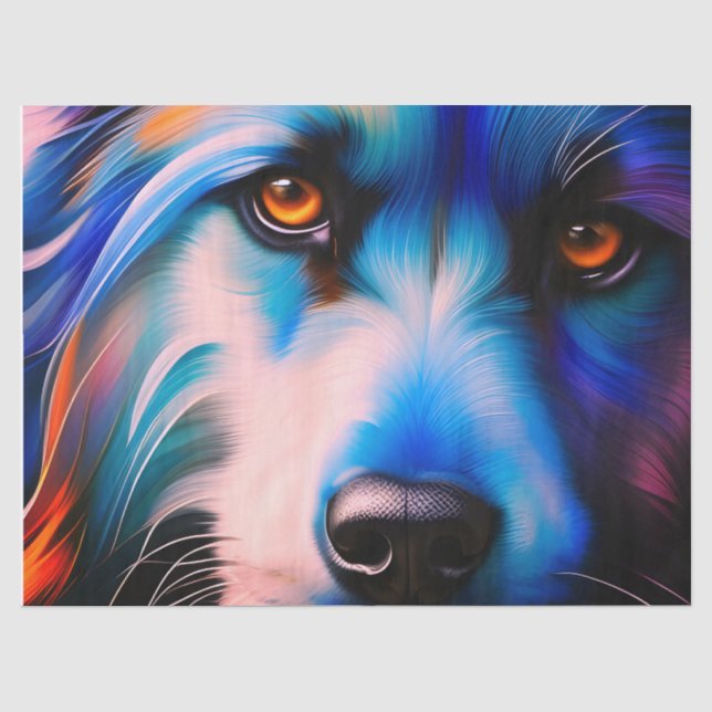 SCRUFFY BLUE N RED TERRIER DOG  TISSUE PAPER (Front)