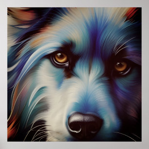 SCRUFFY BLUE N RUST TERRIER DOG CLOSE UP POSTER