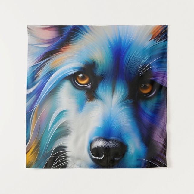 SCRUFFY BLUE TERRIER DOG CLOSE UP TAPESTRY (Front)