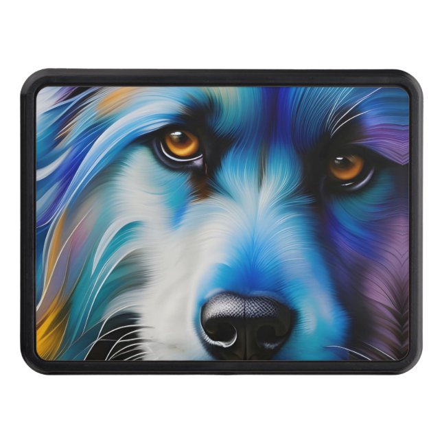 SCRUFFY BLUE TERRIER DOG CLOSE UP TRAILER HITCH COVER (Front)