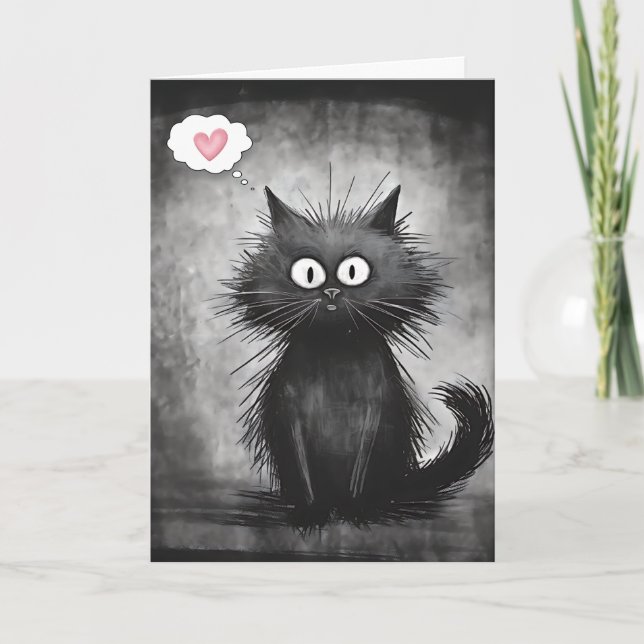 Scruffy Cat Thinking of You Card (Front)