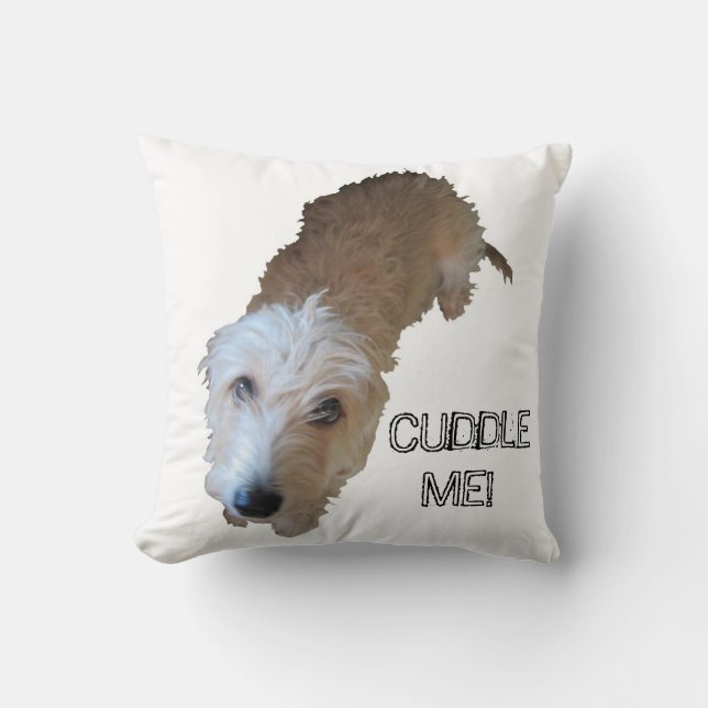 Scruffy Dog "CUDDLE ME!" Pillow (Front)