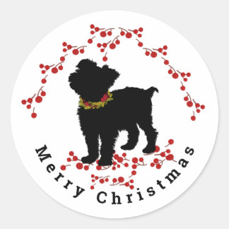 Scruffy Mutt Berry Merry Christmas Sticker