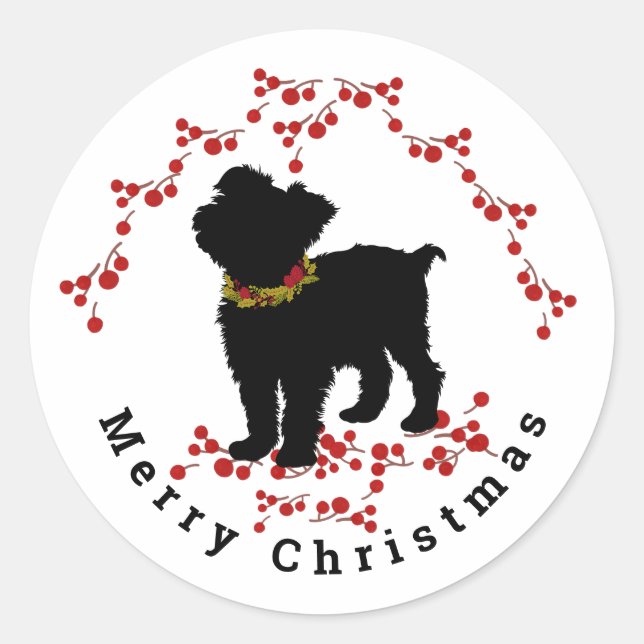Scruffy Mutt Berry Merry Christmas Sticker (Front)