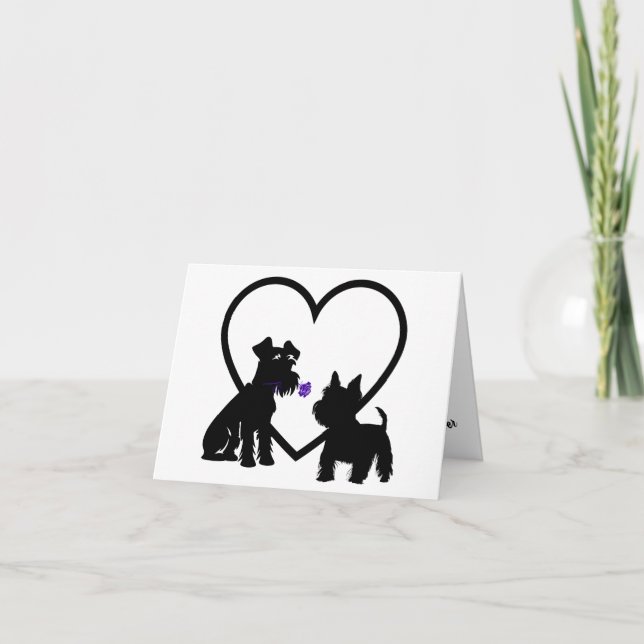 Scruffy Mutt Love is What I Feel Folded Valentine Holiday Card (Front)
