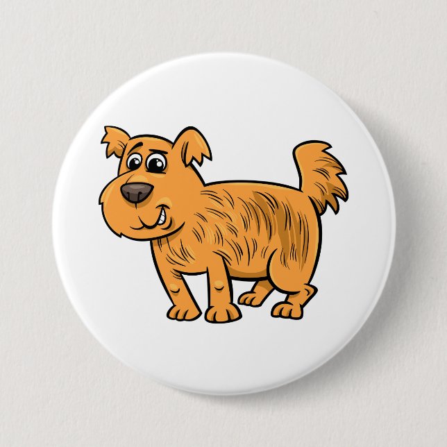 Scruffy Orange Puppy Dog 3 Inch Round Button (Front)