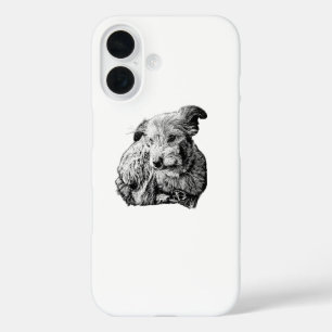 Scruffy Terrier Mix Dog Art – Black & White iPhone 16 Case