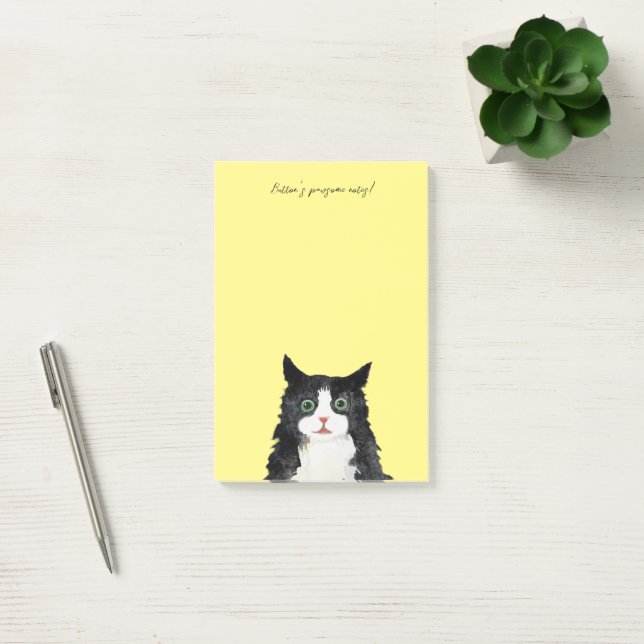 Scruffy tuxedo cat post-it notes (Office)