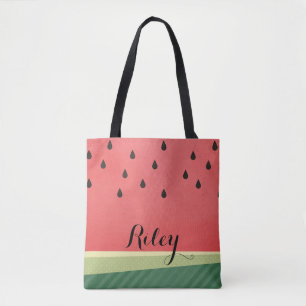 Scrumptious Watermelon   Custom Name Tote Bag