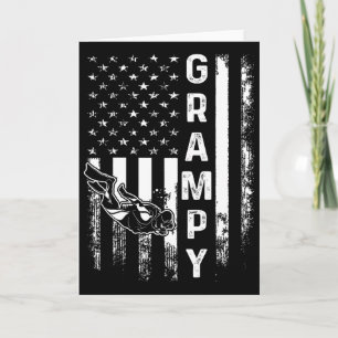 Scu Diving Grampy American Flag Vintage Christmas  Card