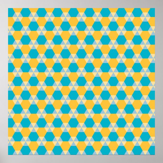 Scuba Blue and Yellow Triangle-Hex Poster (Front)