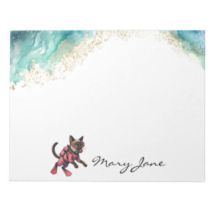 Scuba Cat Diving for Pink Lovers Notepad