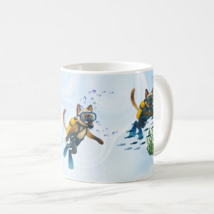 Scuba Cat is diving  Underwater  Coffee Mug