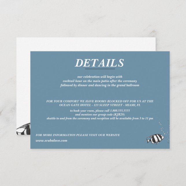 Scuba Couple Wedding Enclosure Card (Front/Back)