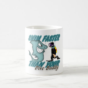 Scuba Dive Buddy Fun Design With Shark And Scuba Coffee Mug
