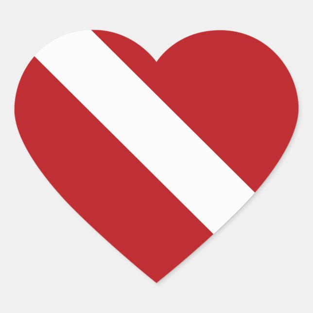 Scuba Dive Drapeau Coeur Sticker (Devant)