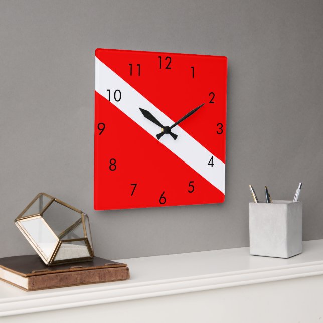 Scuba Dive Flag Square Wall Clock (Office)