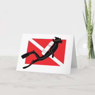SCUBA Dive Flag With Male SCUBA Diver Card