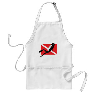 SCUBA Dive Flag With Male SCUBA Diver Standard Apron