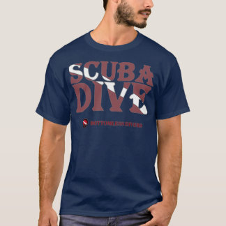 Scuba Dive Pocket Letters with Dark Red Flag T-Shirt