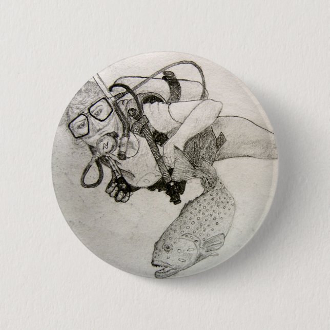 Scuba Diver 2 Inch Round Button (Front)