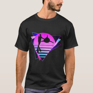 Scuba Diver and Shark Vaporware Retro 80s Diving  T-Shirt